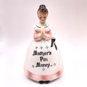 Vintage Japan Mother's Pin Money Porcelain Lady Bank Figure